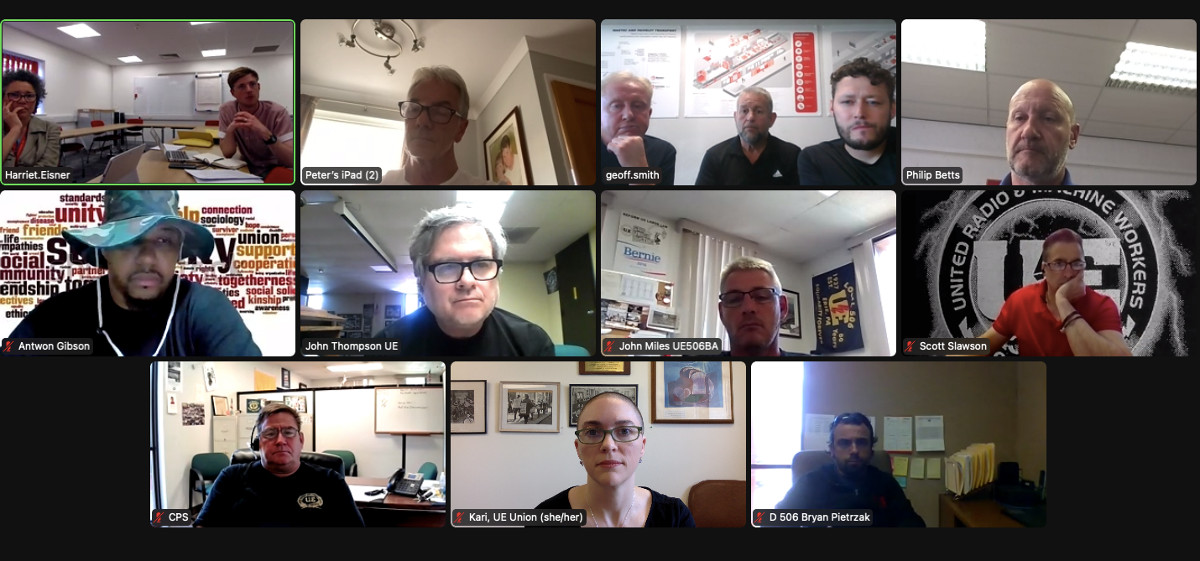 UE and Unite UK members meeting over Zoom